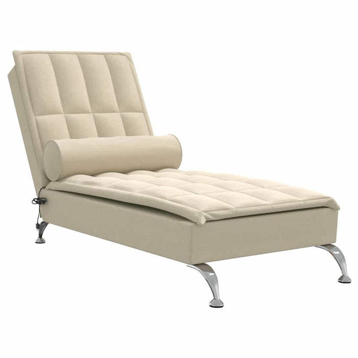 Șezlong de masaj cu sprijin, crem, material textil WALTI