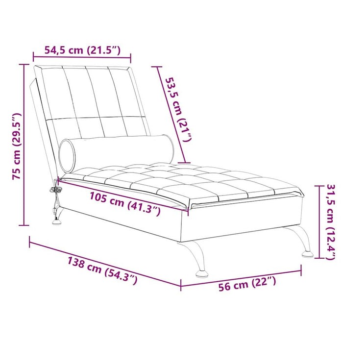 Șezlong de masaj cu sprijin, crem, material textil WALTI