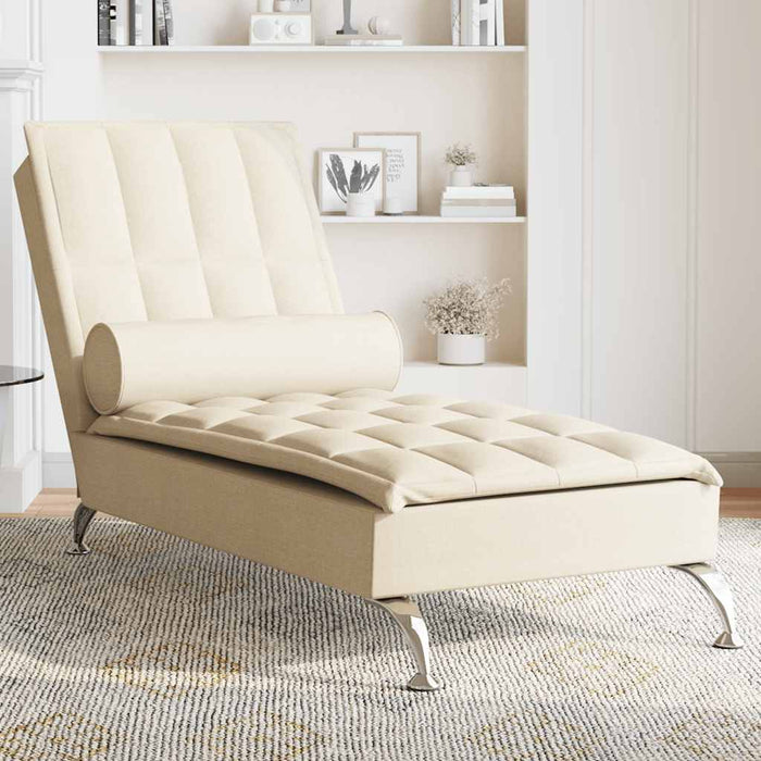 Șezlong de masaj cu sprijin, crem, material textil WALTI