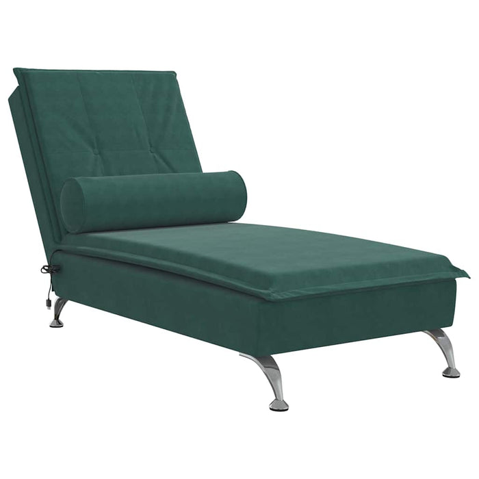 Șezlong de masaj cu sprijin, verde închis, catifea - WALTI WALTI