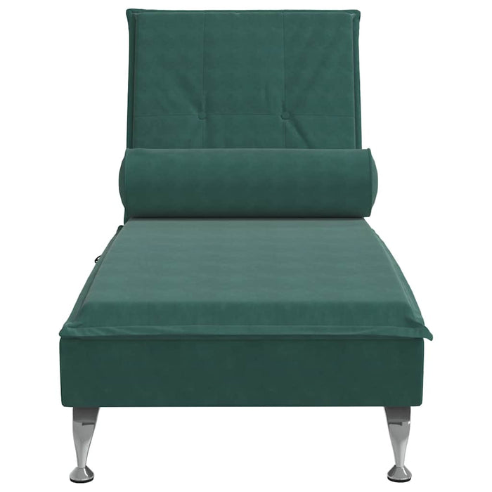 Șezlong de masaj cu sprijin, verde închis, catifea - WALTI WALTI