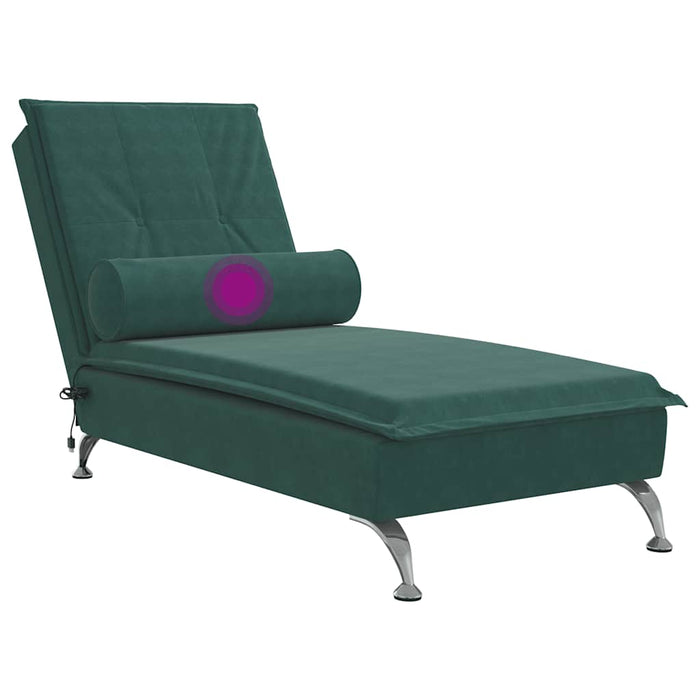 Șezlong de masaj cu sprijin, verde închis, catifea - WALTI WALTI