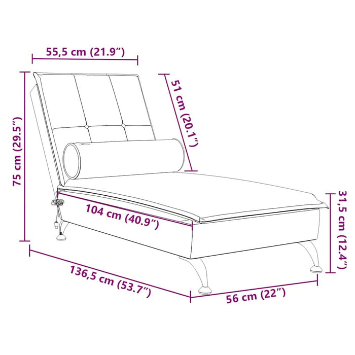Șezlong de masaj cu suport sprijin, albastru, catifea - WALTI WALTI