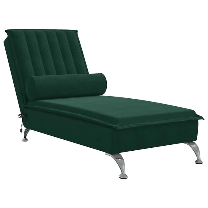 Șezlong de masaj cu sprijin, verde închis, catifea - WALTI WALTI