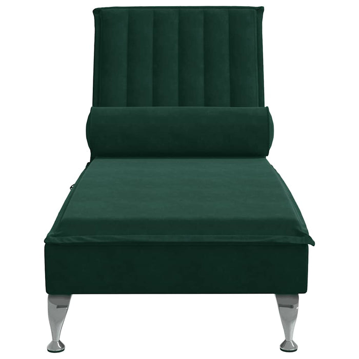 Șezlong de masaj cu sprijin, verde închis, catifea - WALTI WALTI