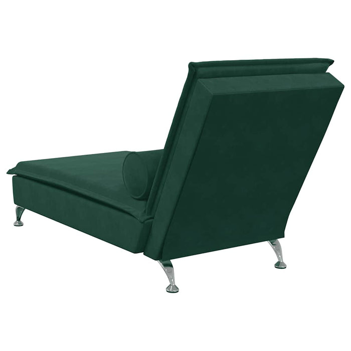Șezlong de masaj cu sprijin, verde închis, catifea - WALTI WALTI