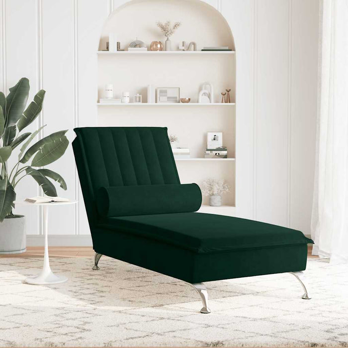 Șezlong de masaj cu sprijin, verde închis, catifea - WALTI WALTI