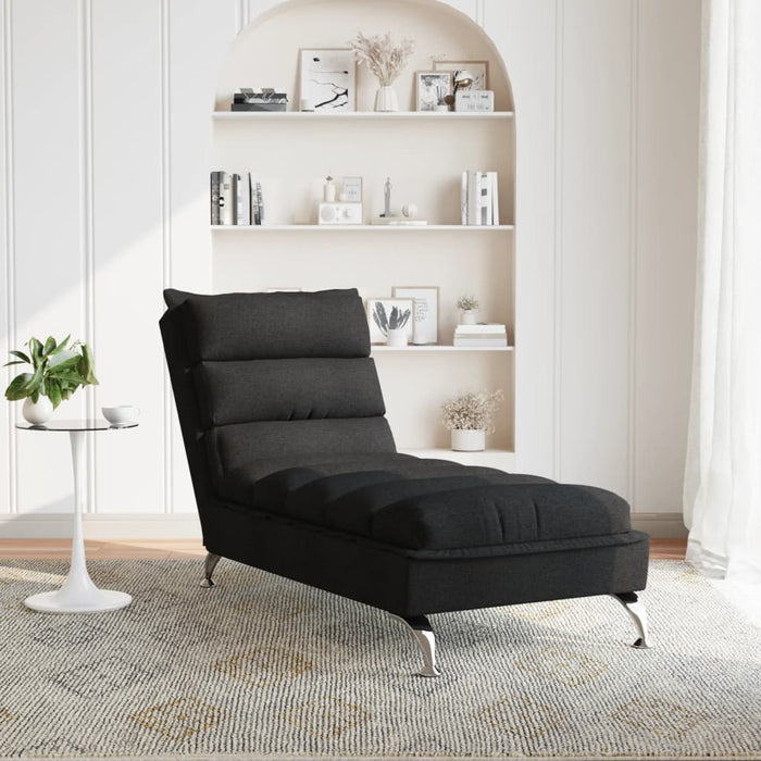 Șezlong cu perne, negru, material textil WALTI