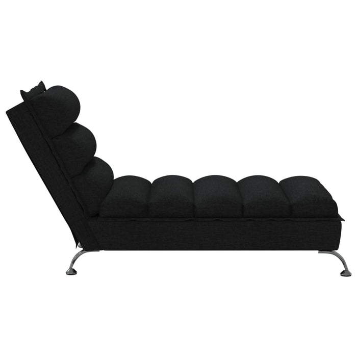 Șezlong cu perne, negru, material textil WALTI