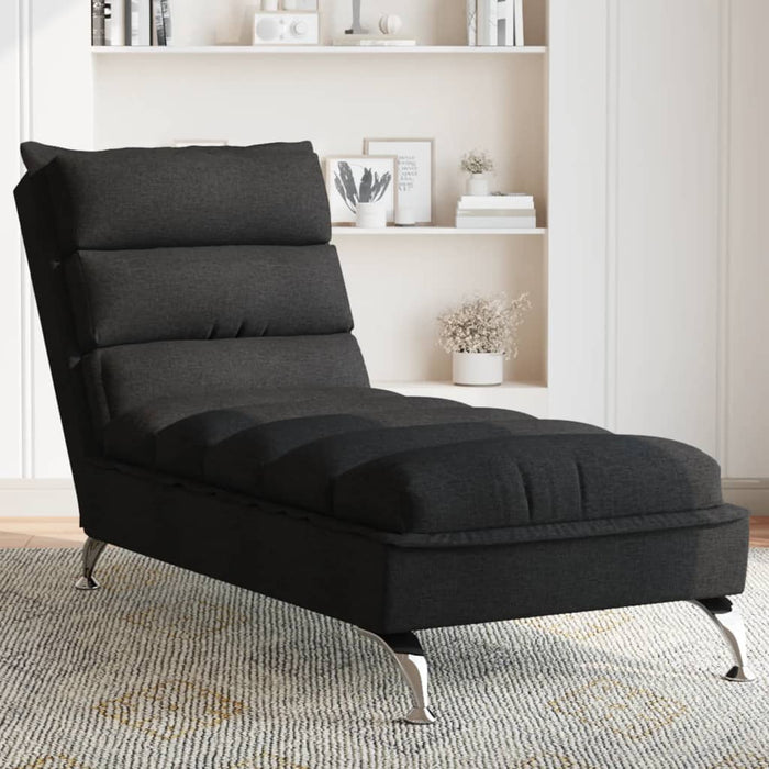 Șezlong cu perne, negru, material textil WALTI