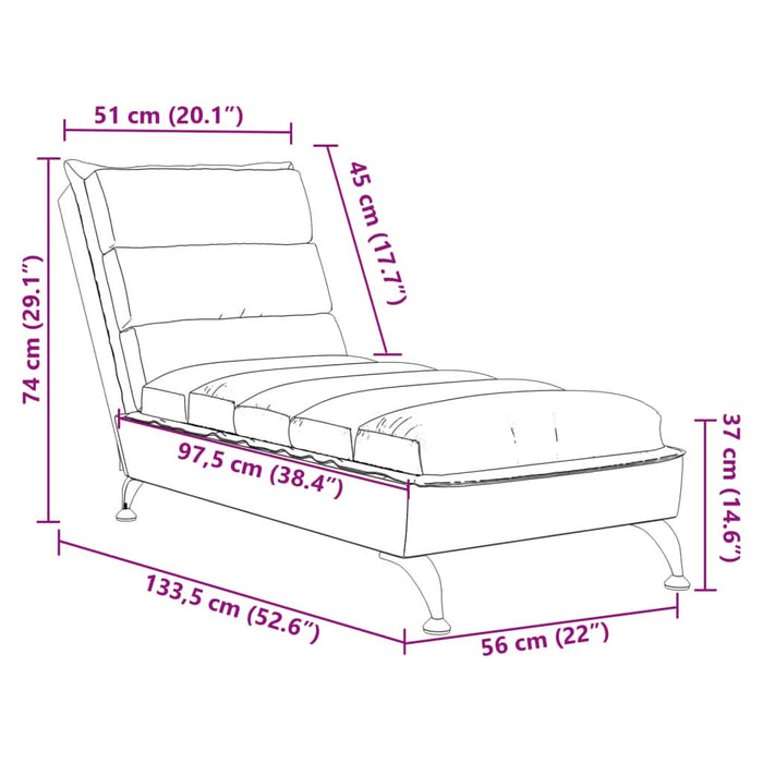 Șezlong cu perne, gri taupe, material textil - WALTI WALTI