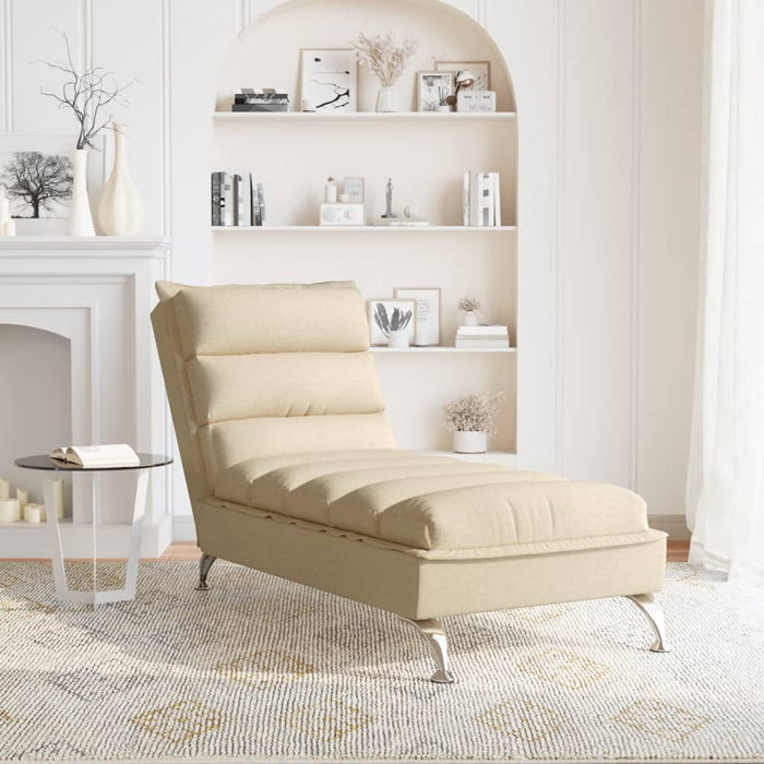Șezlong cu perne, crem, material textil WALTI