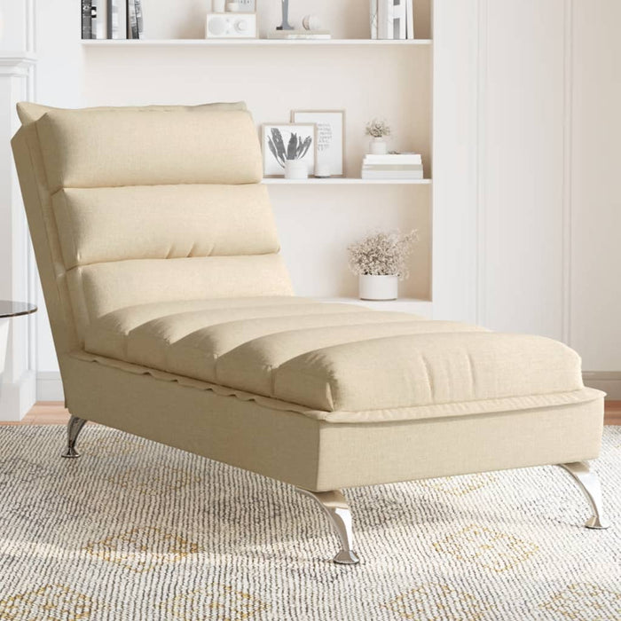 Șezlong cu perne, crem, material textil WALTI