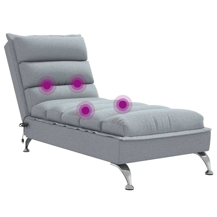 Șezlong de masaj cu perne, gri deschis, material textil - WALTI WALTI