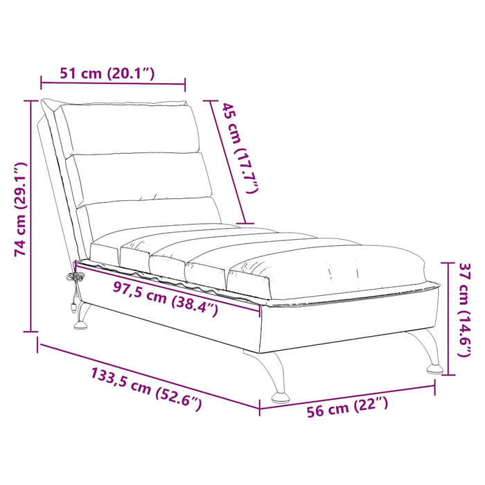 Șezlong de masaj cu perne, gri deschis, material textil - WALTI WALTI
