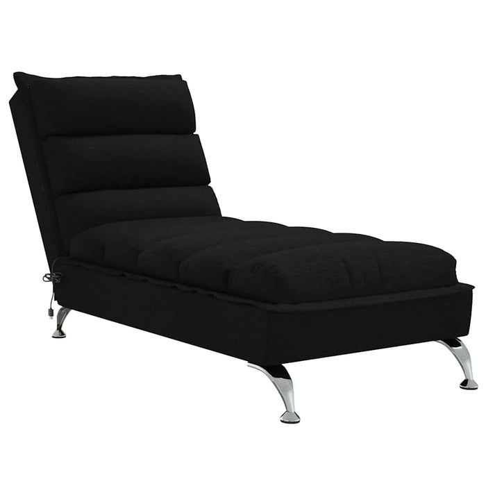 Șezlong de masaj cu perne, negru, material textil WALTI