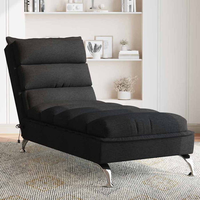 Șezlong de masaj cu perne, negru, material textil WALTI