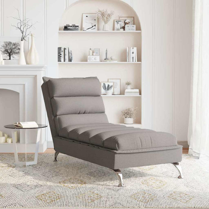 Șezlong de masaj cu perne, gri taupe, material textil - WALTI WALTI