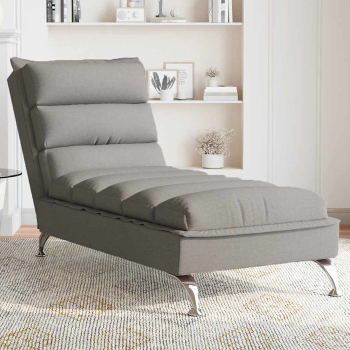 Șezlong de masaj cu perne, gri taupe, material textil - WALTI WALTI