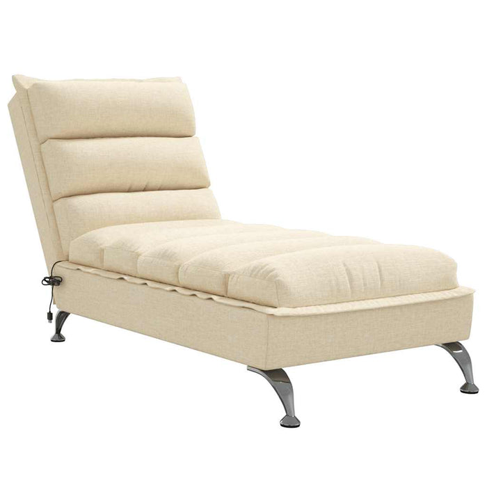 Șezlong de masaj cu perne, crem, material textil WALTI