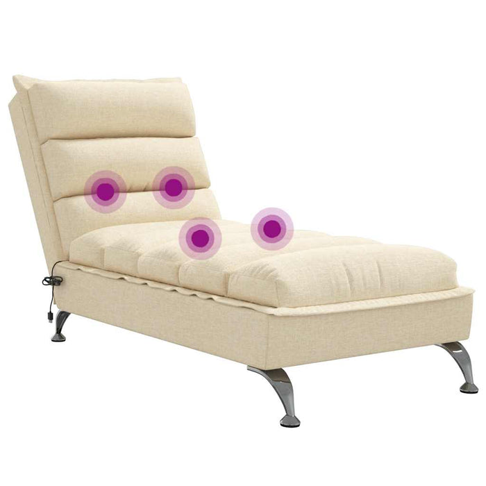 Șezlong de masaj cu perne, crem, material textil WALTI