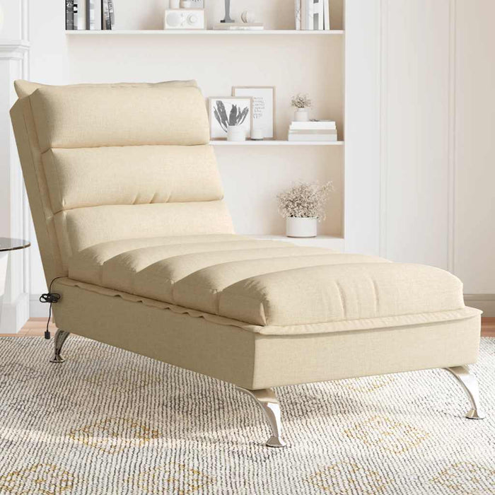 Șezlong de masaj cu perne, crem, material textil WALTI