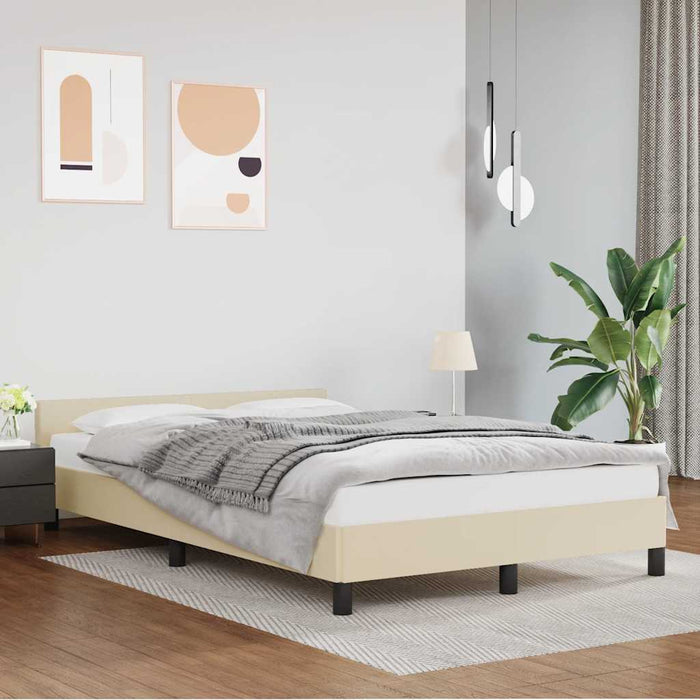 Cadru de pat fără saltea cremă 120x190 cm piele artificială - WALTI WALTI
