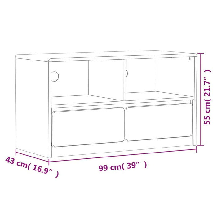 Dulap TV "SAUDA", stejar, 99x43x55 cm, lemn masiv de pin - WALTI WALTI