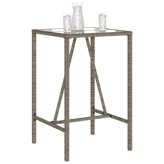 Masă de bar de exterior, gri, 70x70x110 cm, poliratan WALTI