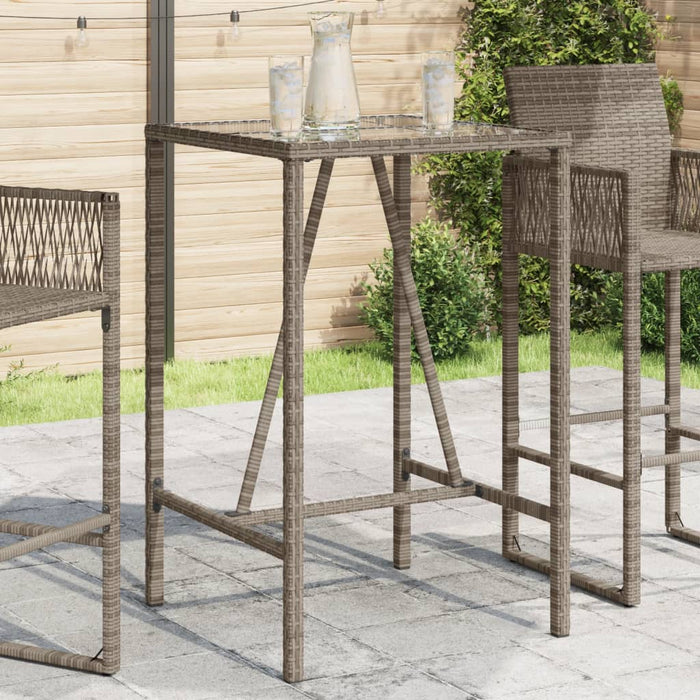 Masă de bar de exterior, gri, 70x70x110 cm, poliratan WALTI