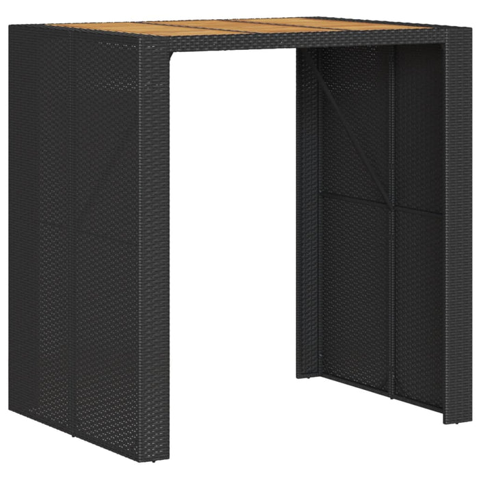 Masă bar grădină blat lemn acacia negru 105x80x110 cm poliratan WALTI