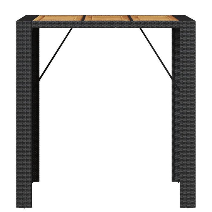 Masă bar grădină blat lemn acacia negru 105x80x110 cm poliratan WALTI