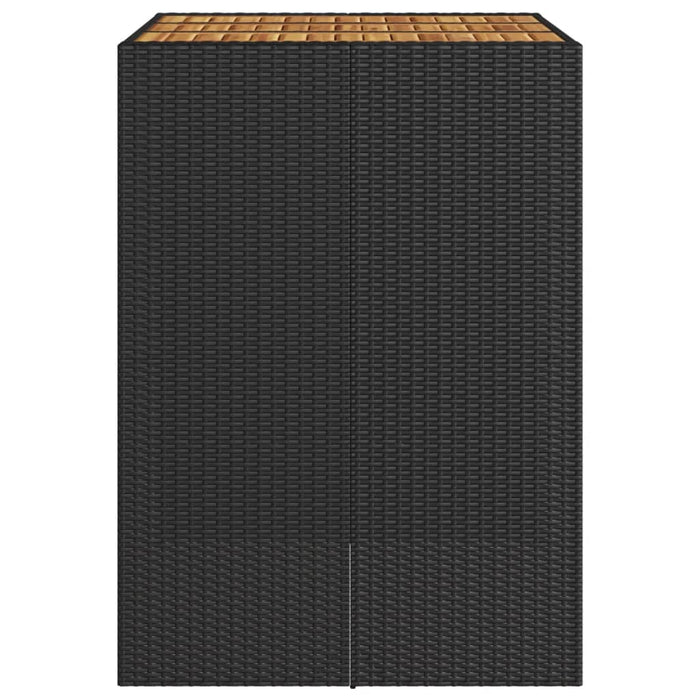 Masă bar grădină blat lemn acacia negru 105x80x110 cm poliratan WALTI