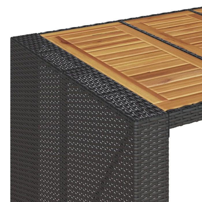 Masă bar grădină blat lemn acacia negru 105x80x110 cm poliratan WALTI