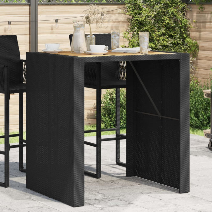 Masă bar grădină blat lemn acacia negru 105x80x110 cm poliratan WALTI