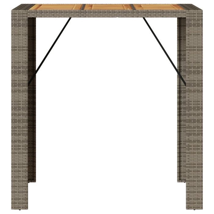Masă bar grădină, blat lemn acacia, gri 105x80x110 cm poliratan WALTI