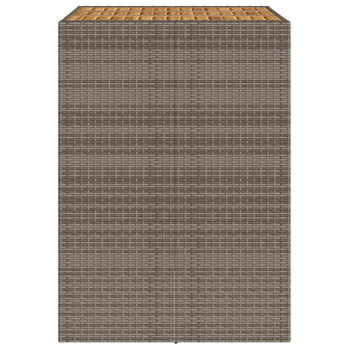 Masă bar grădină, blat lemn acacia, gri 105x80x110 cm poliratan WALTI