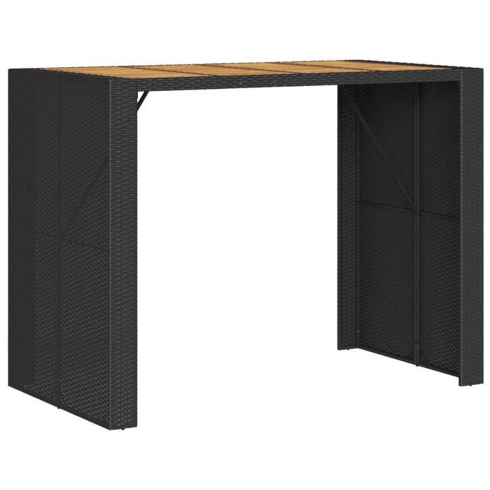 Masă bar grădină blat lemn acacia negru 145x80x110 cm poliratan WALTI