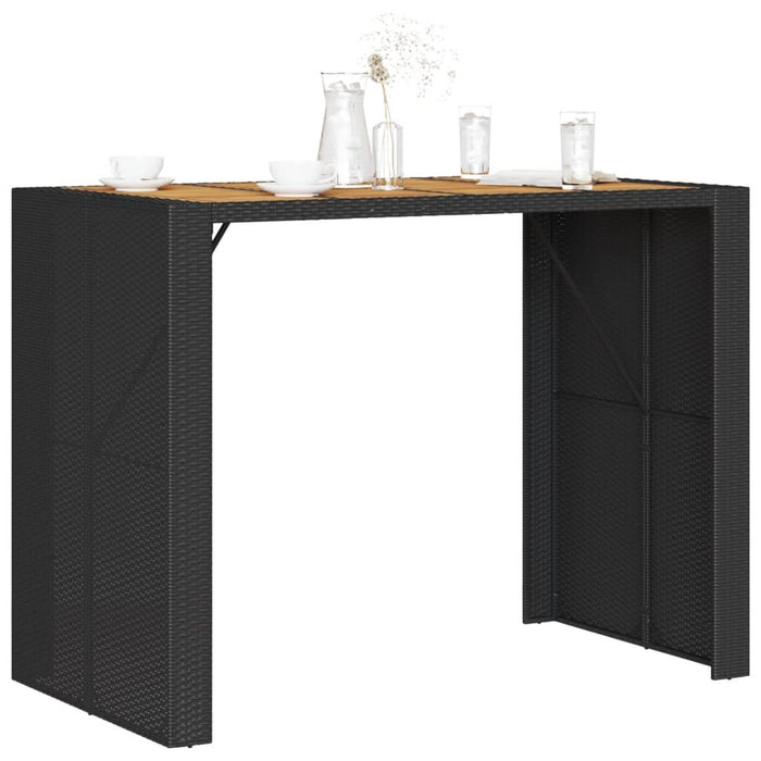 Masă bar grădină blat lemn acacia negru 145x80x110 cm poliratan WALTI
