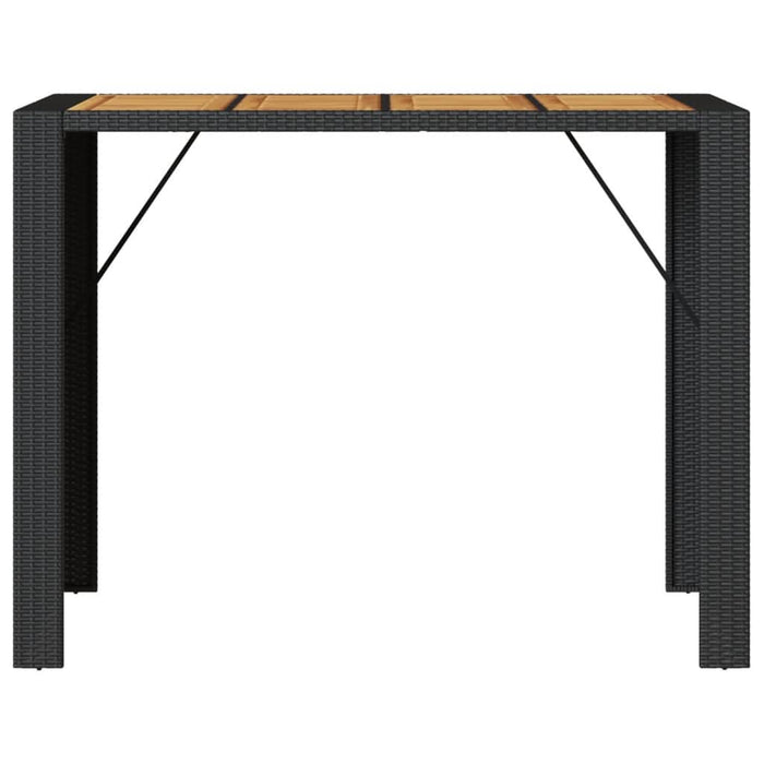 Masă bar grădină blat lemn acacia negru 145x80x110 cm poliratan WALTI