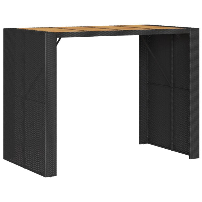 Masă bar grădină blat lemn acacia negru 145x80x110 cm poliratan WALTI