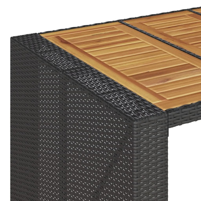 Masă bar grădină blat lemn acacia negru 145x80x110 cm poliratan WALTI