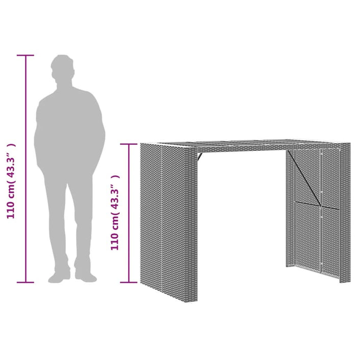 Masă bar grădină blat lemn acacia negru 145x80x110 cm poliratan WALTI