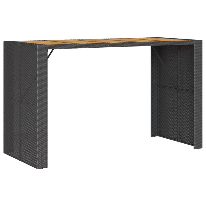 Masă bar grădină blat lemn acacia negru 185x80x110 cm poliratan WALTI
