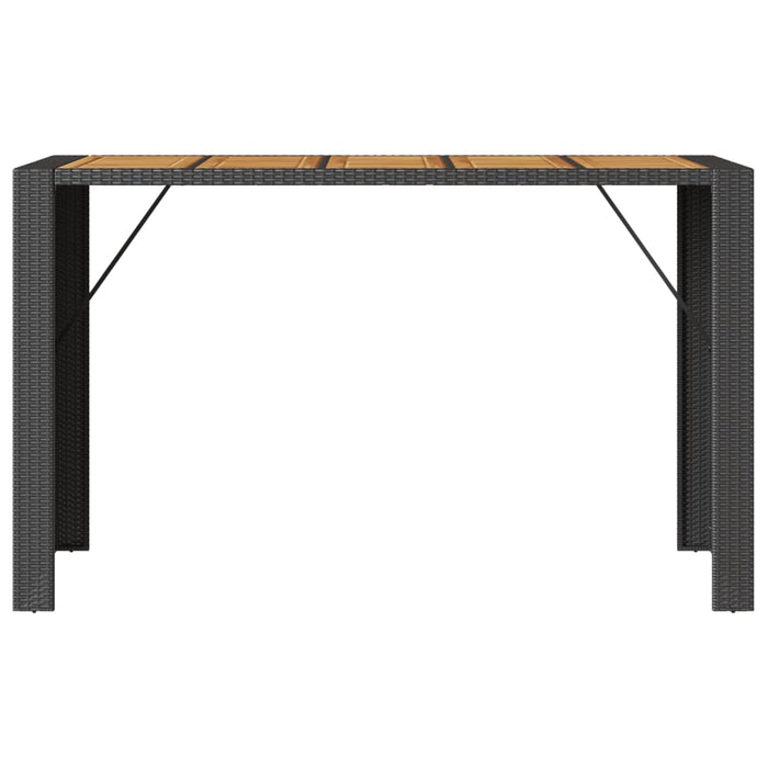 Masă bar grădină blat lemn acacia negru 185x80x110 cm poliratan WALTI