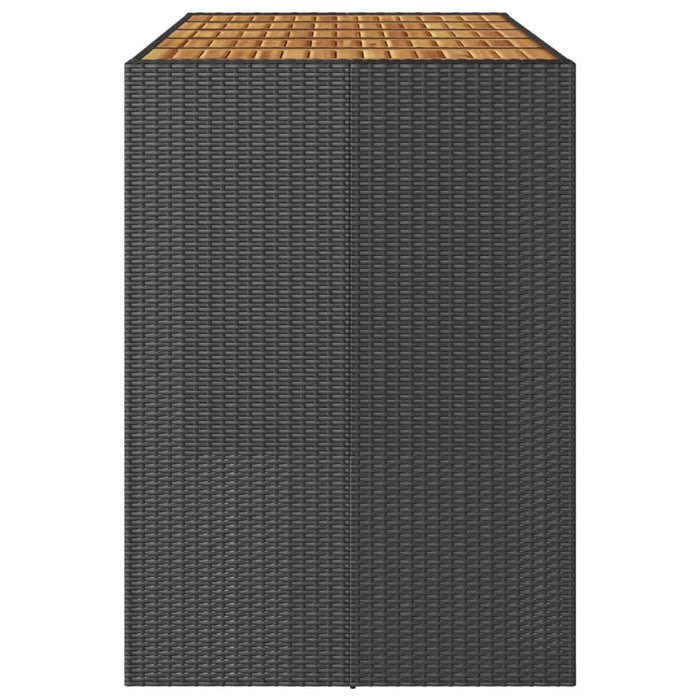 Masă bar grădină blat lemn acacia negru 185x80x110 cm poliratan WALTI
