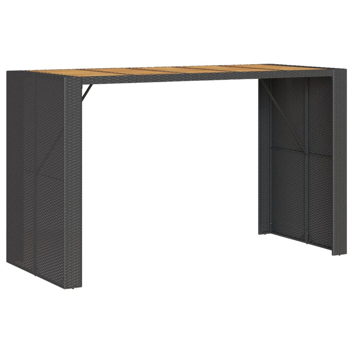 Masă bar grădină blat lemn acacia negru 185x80x110 cm poliratan WALTI