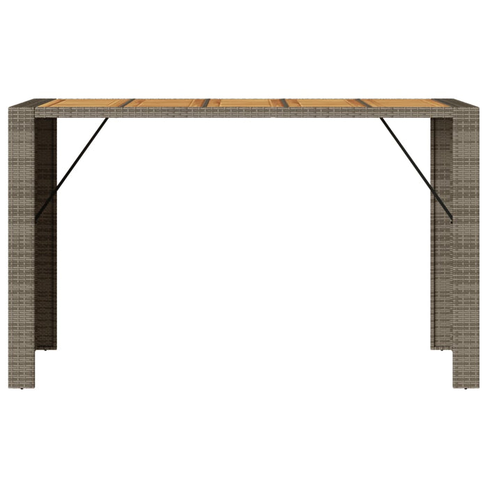Masă bar grădină, blat lemn acacia, gri 185x80x110 cm poliratan WALTI