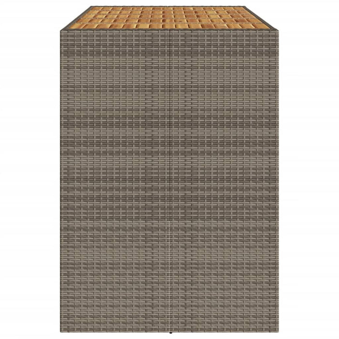 Masă bar grădină, blat lemn acacia, gri 185x80x110 cm poliratan WALTI