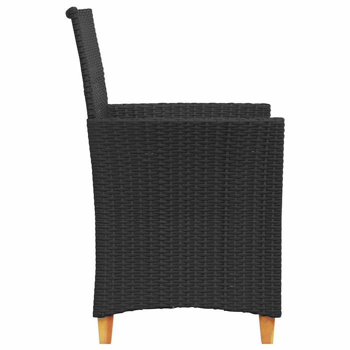 Scaune de grădină cu perne, 2 buc., negru poliratan/lemn - WALTI WALTI